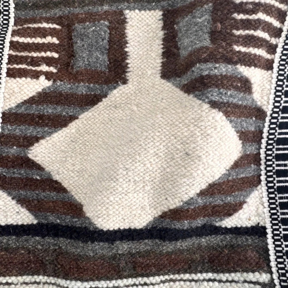 Vintage Hand Woven Wool Duffel Bag Southwestern Tribal Geometric Weekender
